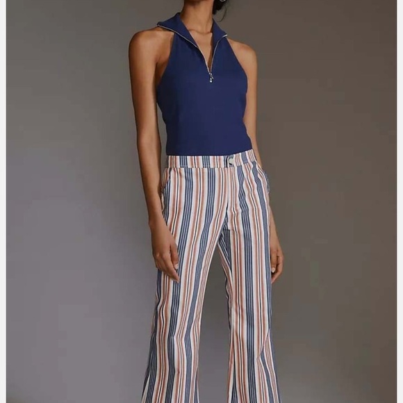NWOT Anthropologie Striped Flare Multicolor Pants - Picture 3 of 16